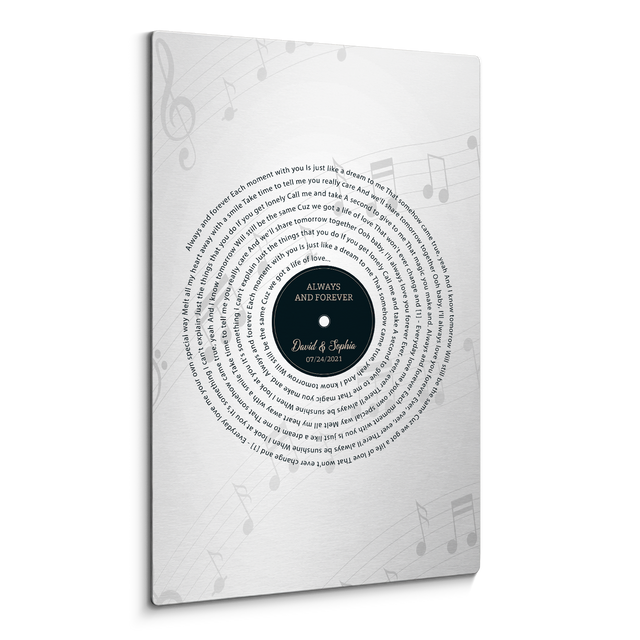 Personalized Song Lyrics - Vinyl Record Metal Print