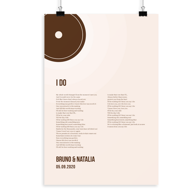 Minimalist Sandy Vinyl Record, Custom Song Lyrics Framed Art Print