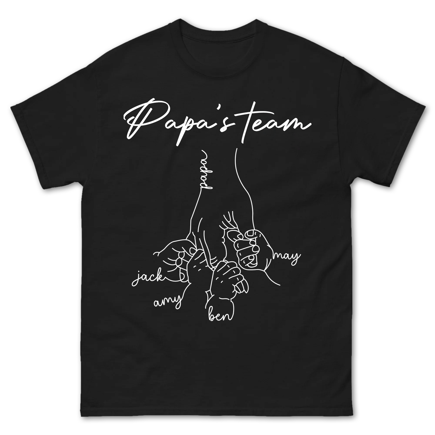 Personalized Papa Team Holding Hand Design Shirt