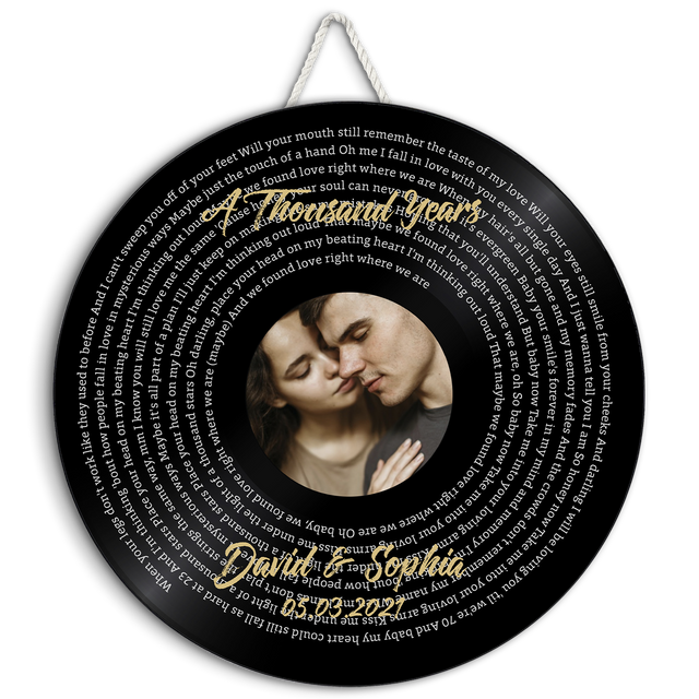 Custom Song Lyrics, Customizable Text And Photo, Round Wood Sign