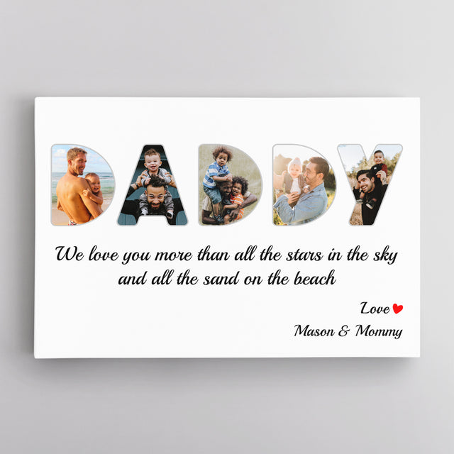 Daddy Custom Photo - Customizable White Background Canvas