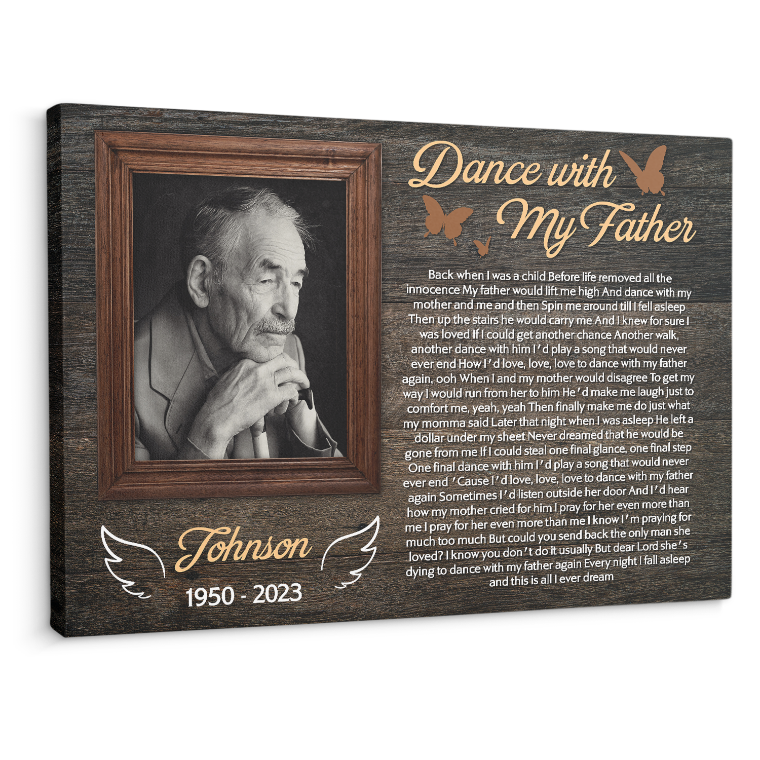 Personalized Memorial Canvas with Frame, Song Lyrics On Canvas