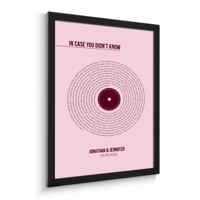 Custom Song Lyrics Print, Pastel Pink Vinyl Record Wall Art