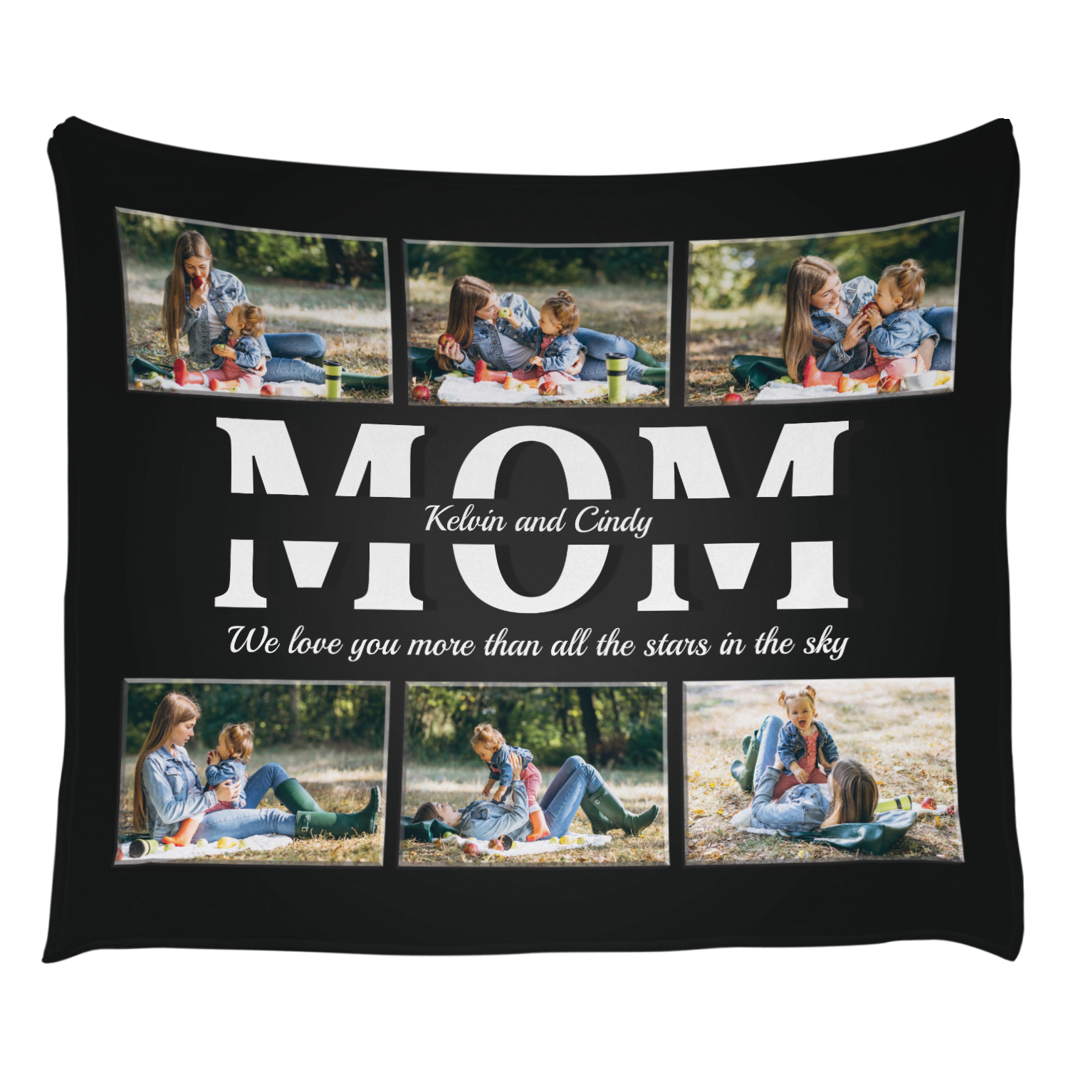 Mom Custom Photo, 6 Pictures, Customizable Name And Text Blanket