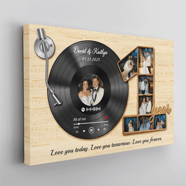 1 year anniversary gift with song lyrics and scannable Spotify QR code