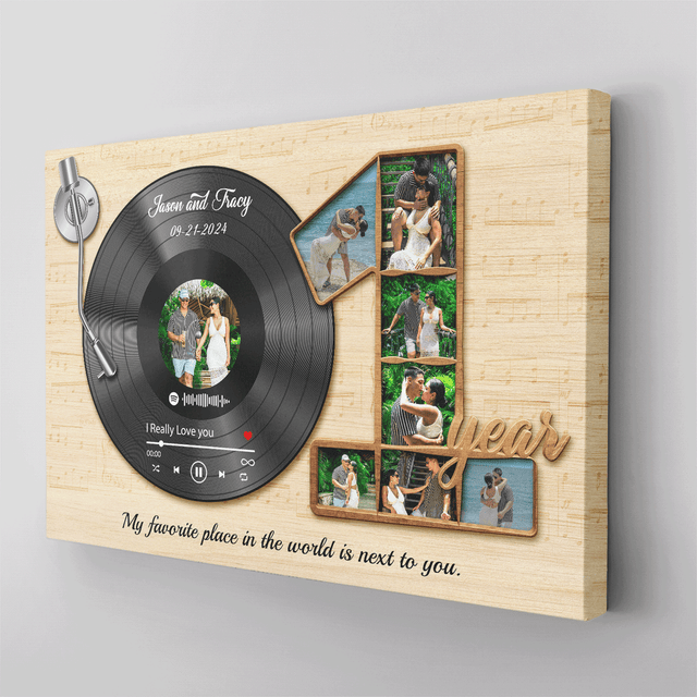 Romantic photo collage canvas for newlywed couple