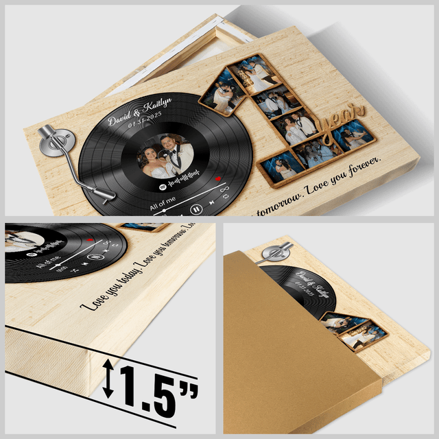 Romantic photo collage canvas for newlywed couple