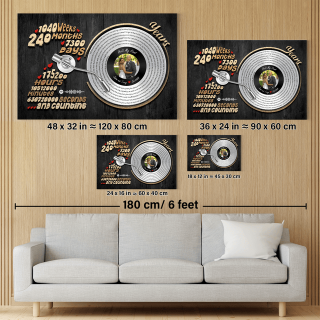Personalized 20 year marriage or relationship anniversary canvas