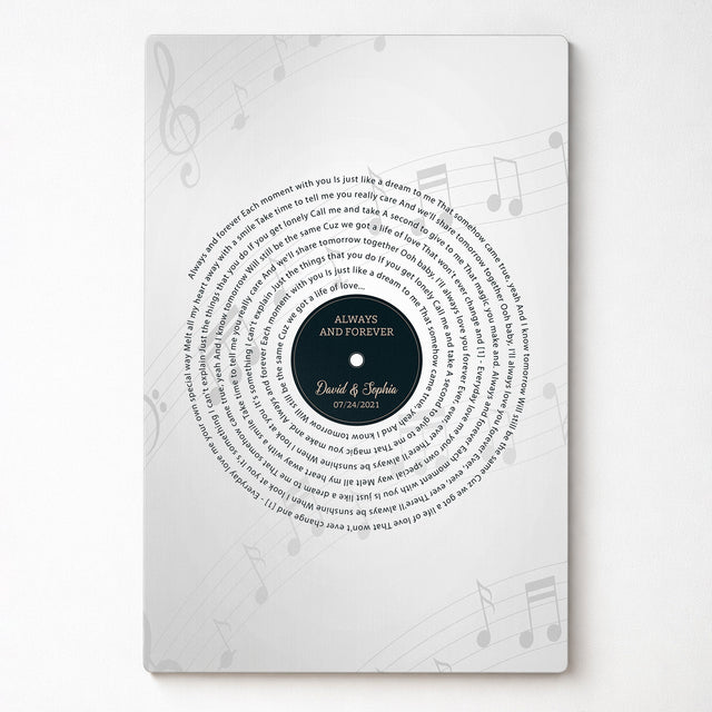 Personalized Song Lyrics - Vinyl Record Metal Print