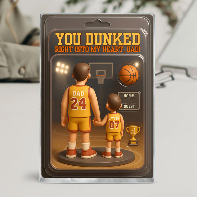 You Dunked Right Into My Heart – Custom Basketball Acrylic Plaque for Dad