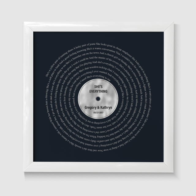 Personalized Vinyl Record Framed Art Print, Lyrics on Wall Art