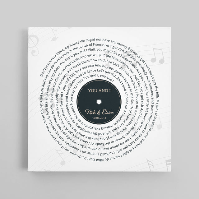 Custom Song Lyrics And Text White Background Canvas