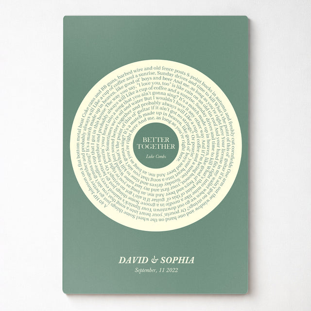 Personalized Minimal Song Lyrics Metal Print