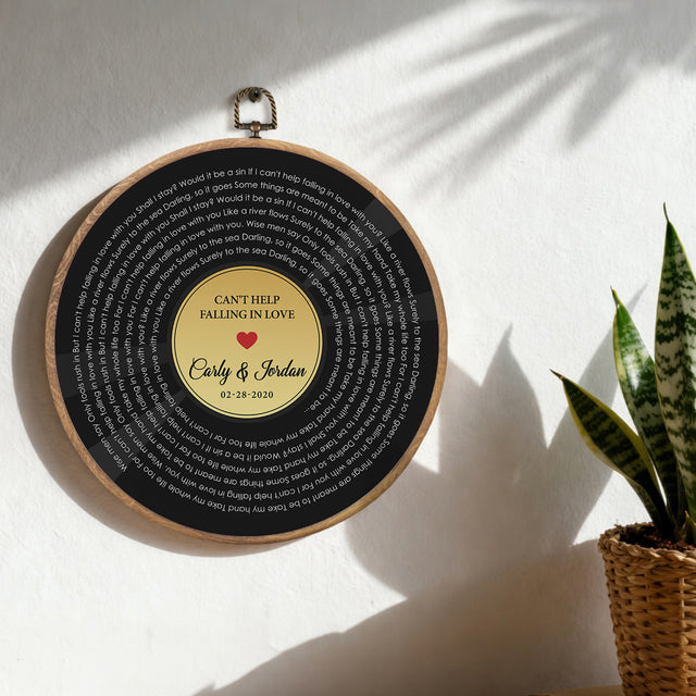 Personalized Song Lyrics Vinyl Record - Framed Round Wall Art - FLORA01