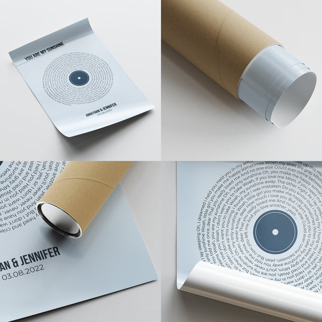 Custom Song Lyrics Print, Minimalist Pastel Blue Vinyl Record Wall Art