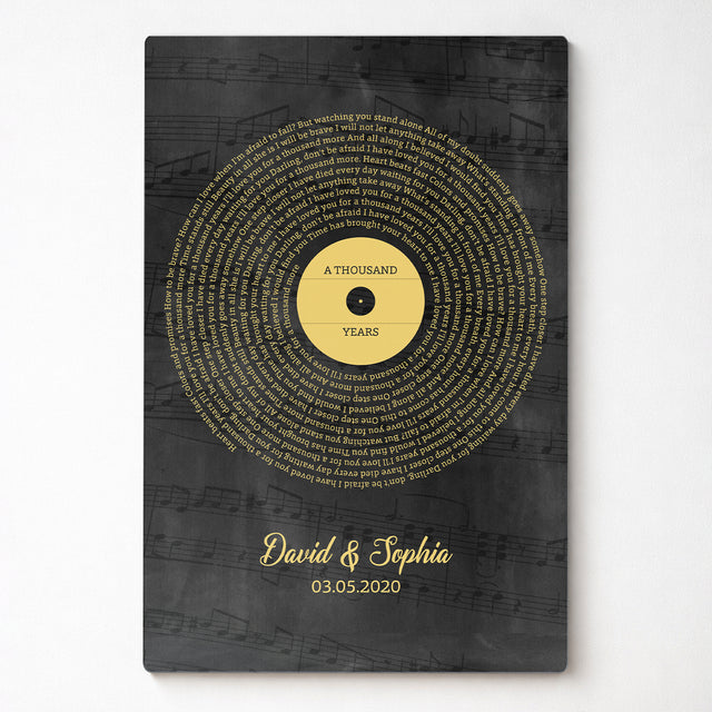 Personalized Gold Vinyl Record Song Lyrics Metal Print
