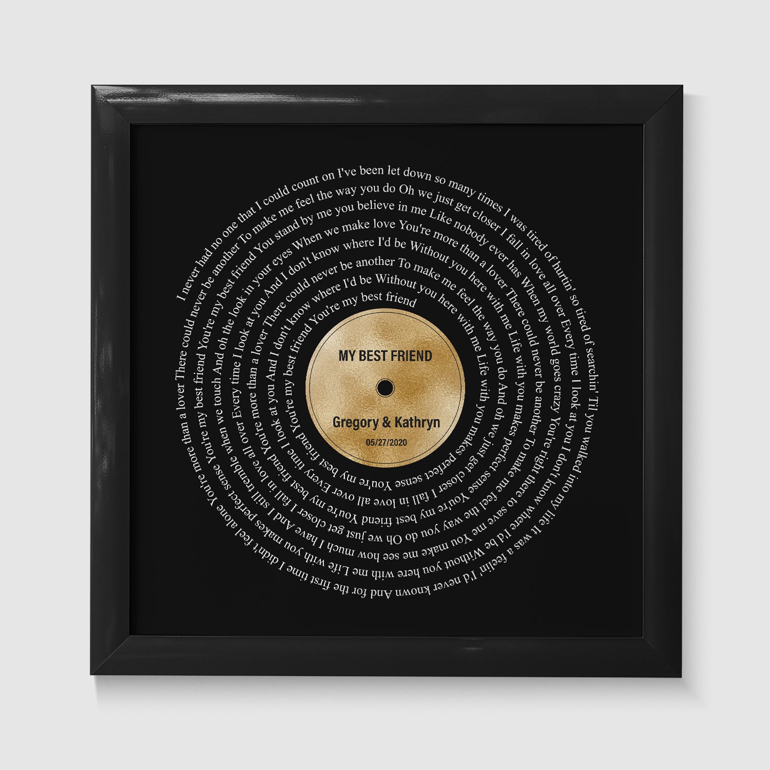 Personalized Song Lyrics On Framed Art Print, Golden Anniversary Gift