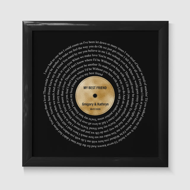 Personalized Song Lyrics On Framed Art Print, Golden Anniversary Gift