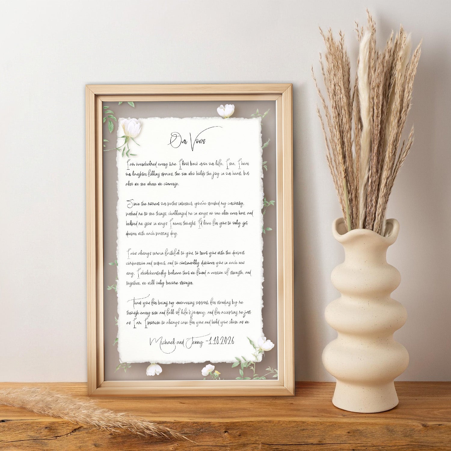 Personalized Wedding Vows 2 Layered Mix Wooden Art 8x12 inch TN02