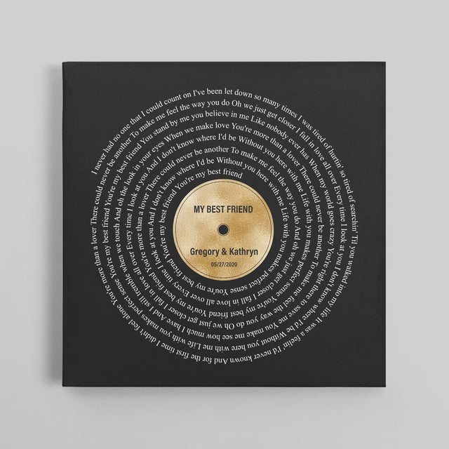 Golden Melodies Square Canvas, Custom Lyric On Wall Art