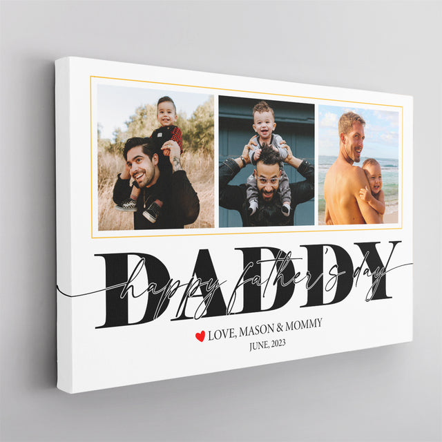 Daddy Happy Father's Day - Customizable White Background Canvas
