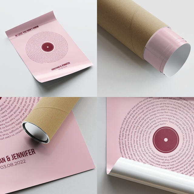 Tickled Pink Vinyl Record, Custom Song Lyrics Framed Art Print