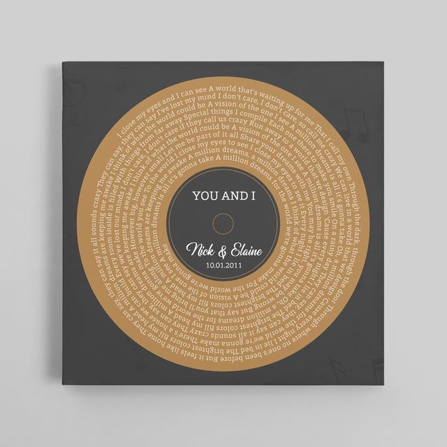 Melody Square Canvas Print, Customize Song Lyrics & Name Wall Art