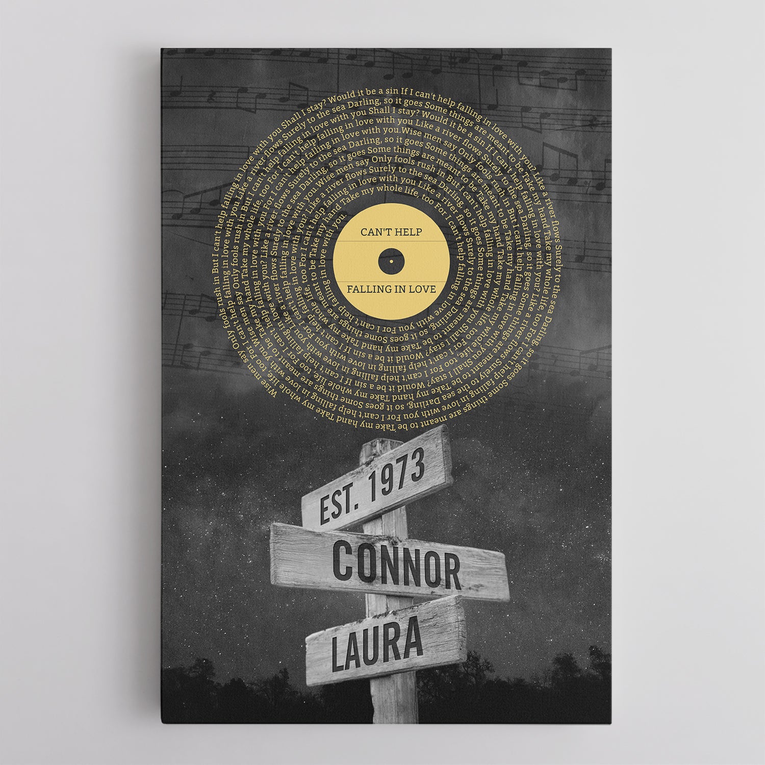 Custom Song Lyrics And Text, Street Sign, Canvas Wall Art