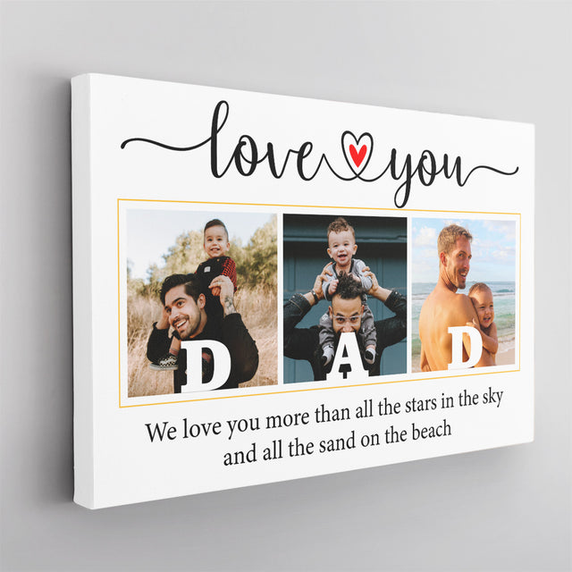 Love You Dad Custom Photo - Customizable White Background Canvas
