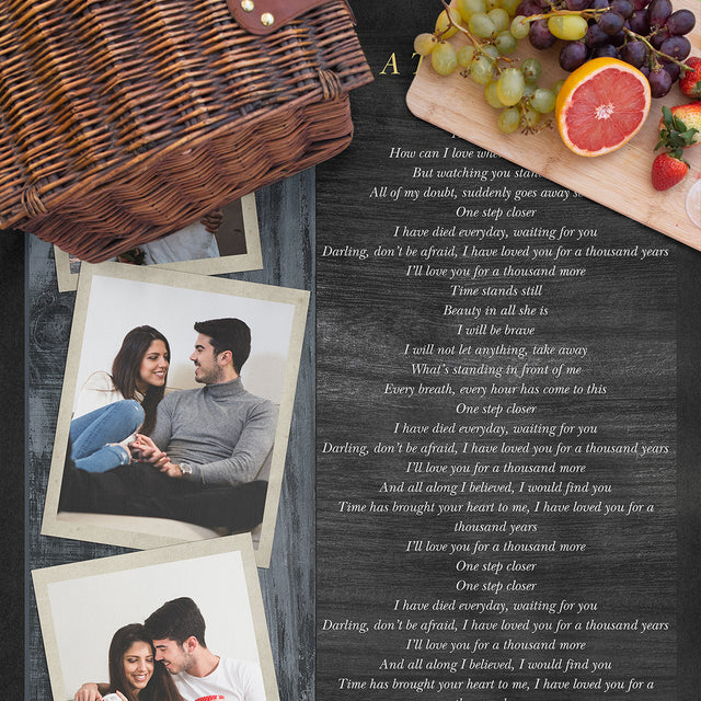 Custom Song Lyric Picnic Blanket – Personalized Photos, Names & Date
