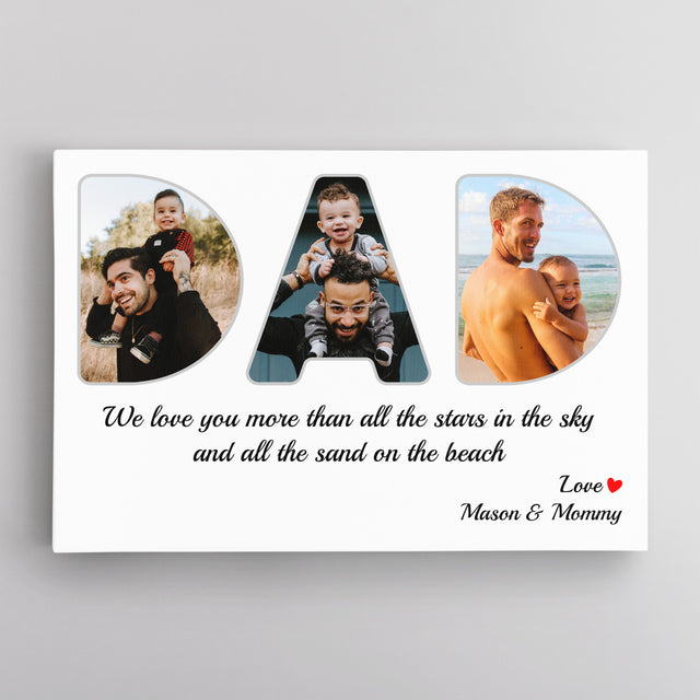 Daddy Custom Photo - Customizable White Background Canvas