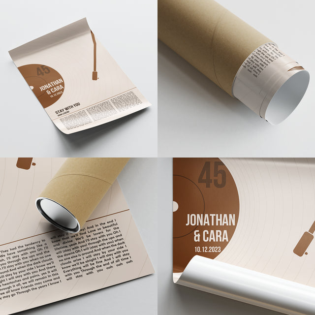 Song Lyrics Framed Print, Minimalist Sandy Vinyl Record Wall Art