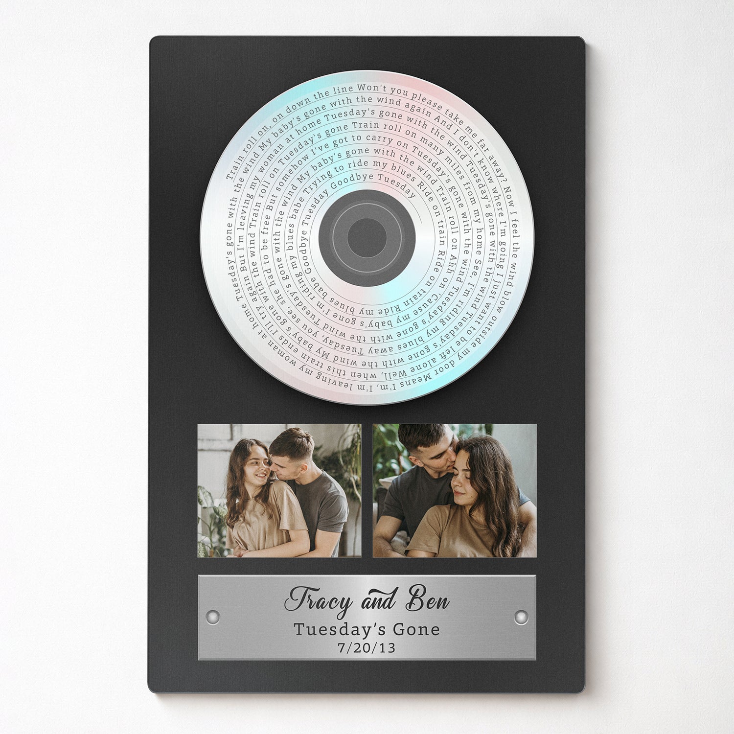 Personalized Vinyl Song Lyrics Photo Metal Print – Valentine’s Day & Anniversary Gift