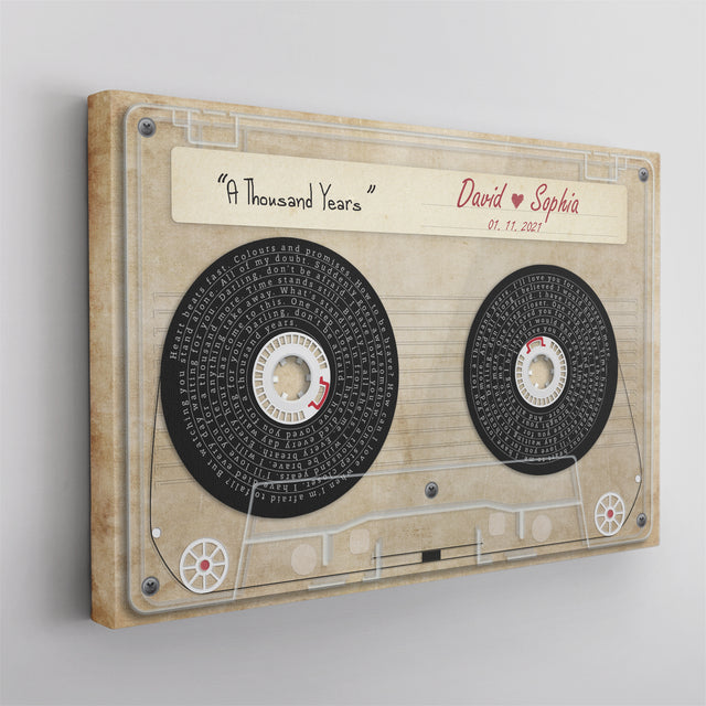 Customizable Music Song Lyrics Cassette Tape Canvas Wall Art