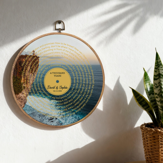 Personalized Song Lyrics Vinyl Record - Framed Round Wall Art - TONI04