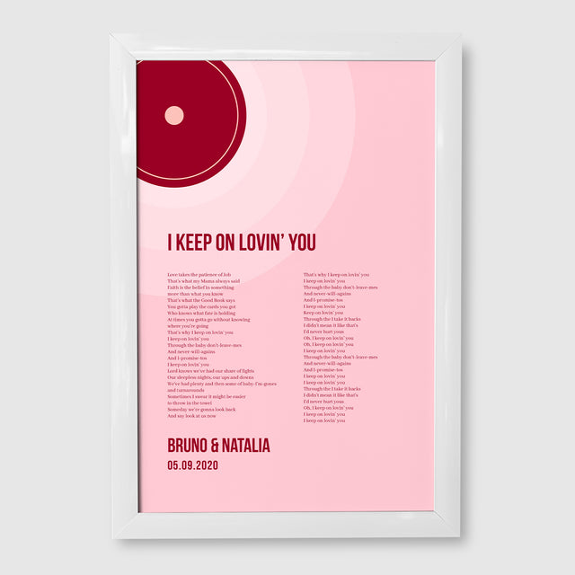 Tickled Pink Vinyl Record, Custom Song Lyrics Framed Art Print