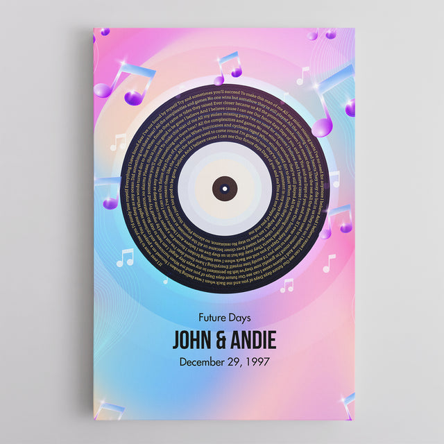 Gradient Personalized Canvas, Song Lyrics On Wall Art
