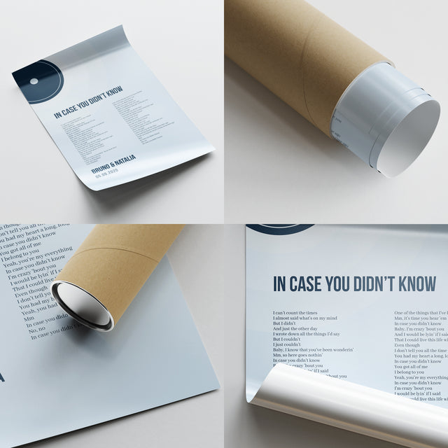 Minimalist Ice Blue Vinyl Record, Custom Song Lyrics Framed Art Print