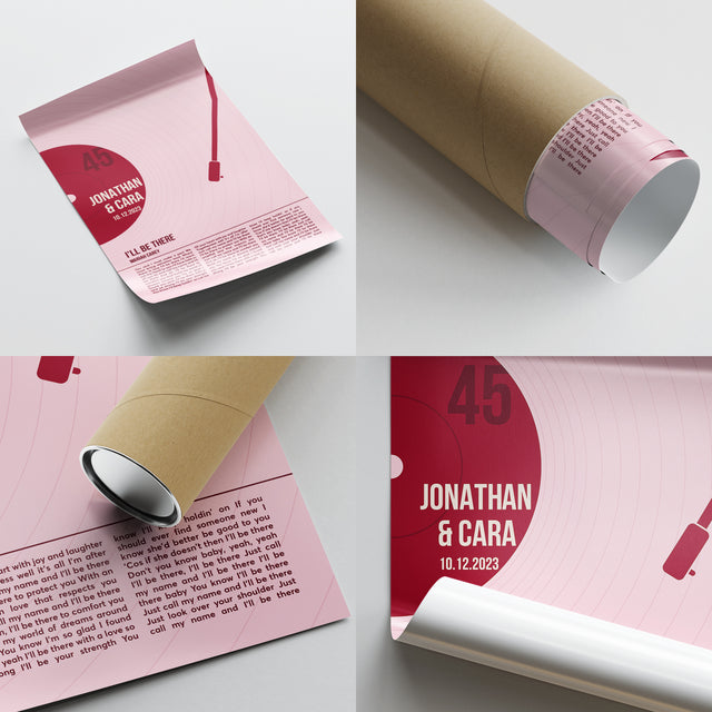 Song Lyrics Framed Print, Minimalist Tickled Pink Vinyl Record Wall Art