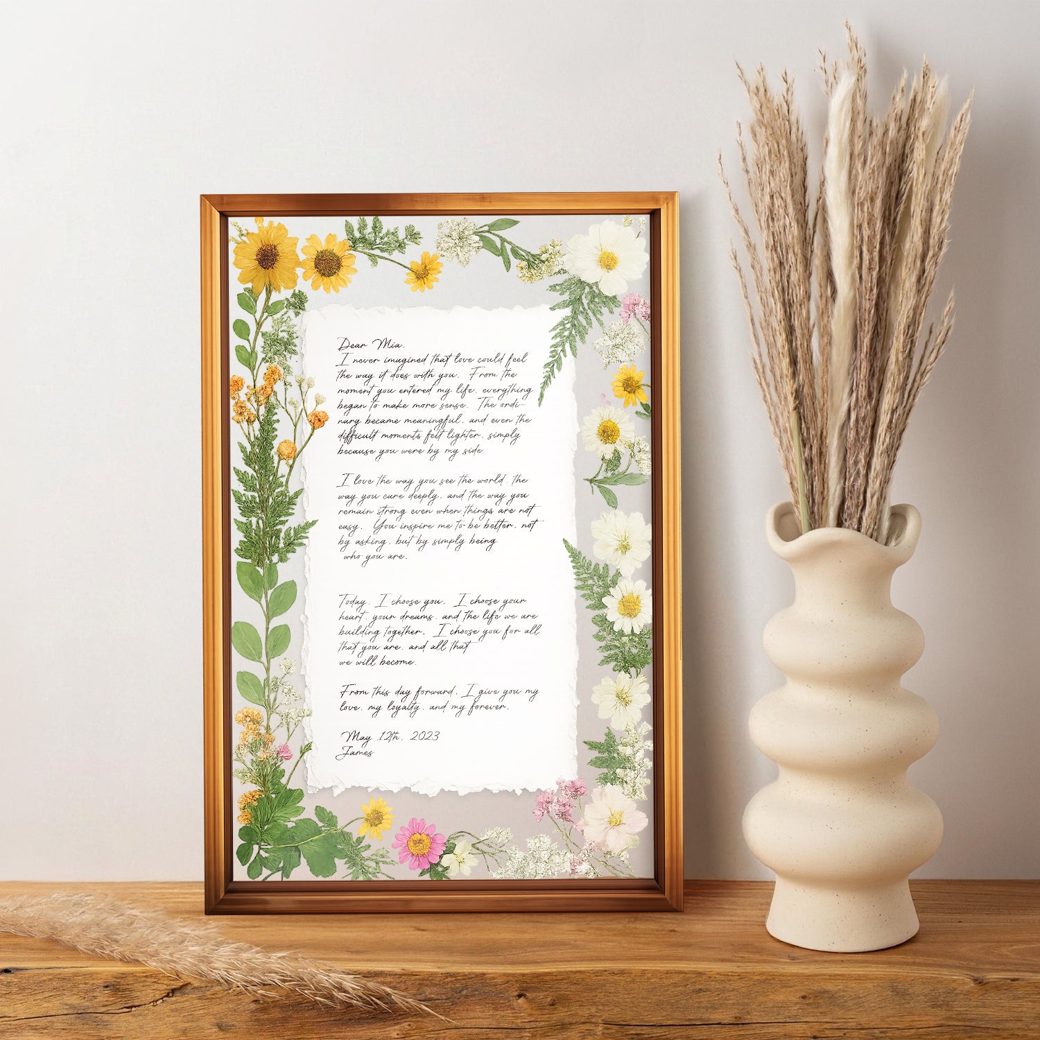 Personalized Wedding Vows 2 Layered Mix Wooden Art 8x12 inch JN03