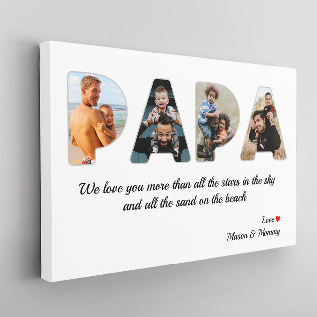 Daddy Custom Photo - Customizable White Background Canvas