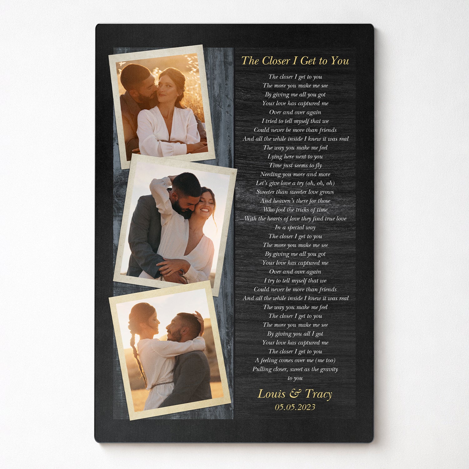 Personalized Photo Collage & Song Lyrics Metal Print