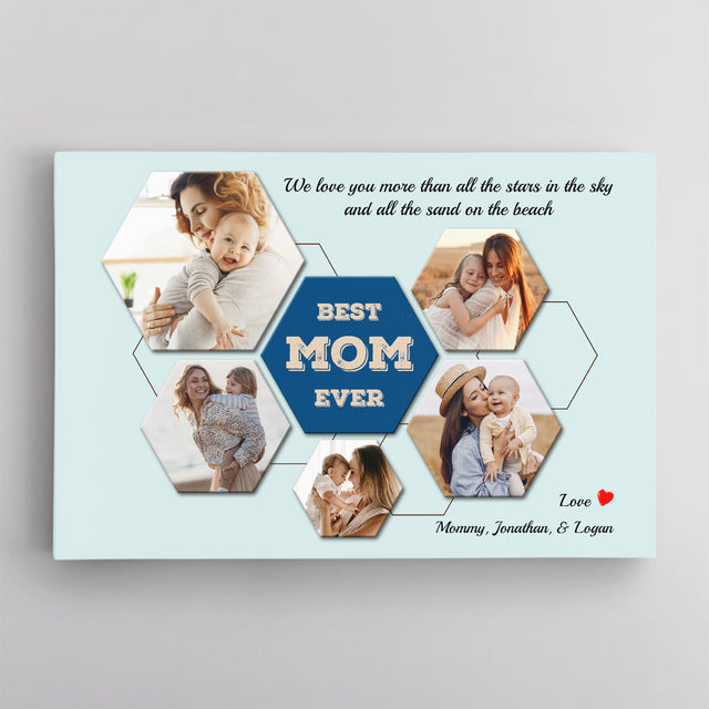 Best Mom Ever Custom Hexagon Photo Collage Canvas 5 Pictures