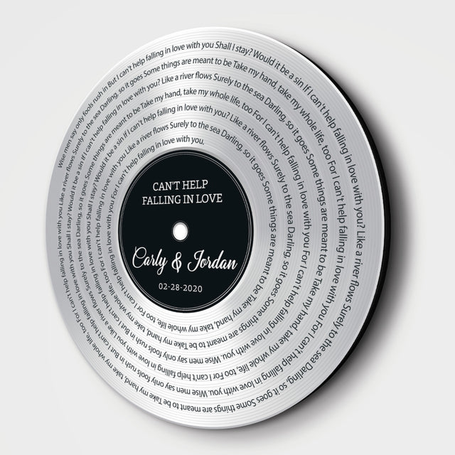 Custom Song Lyrics, Customizable Song Name And Text, Vinyl Record, Silver Style, Round Wood Sign