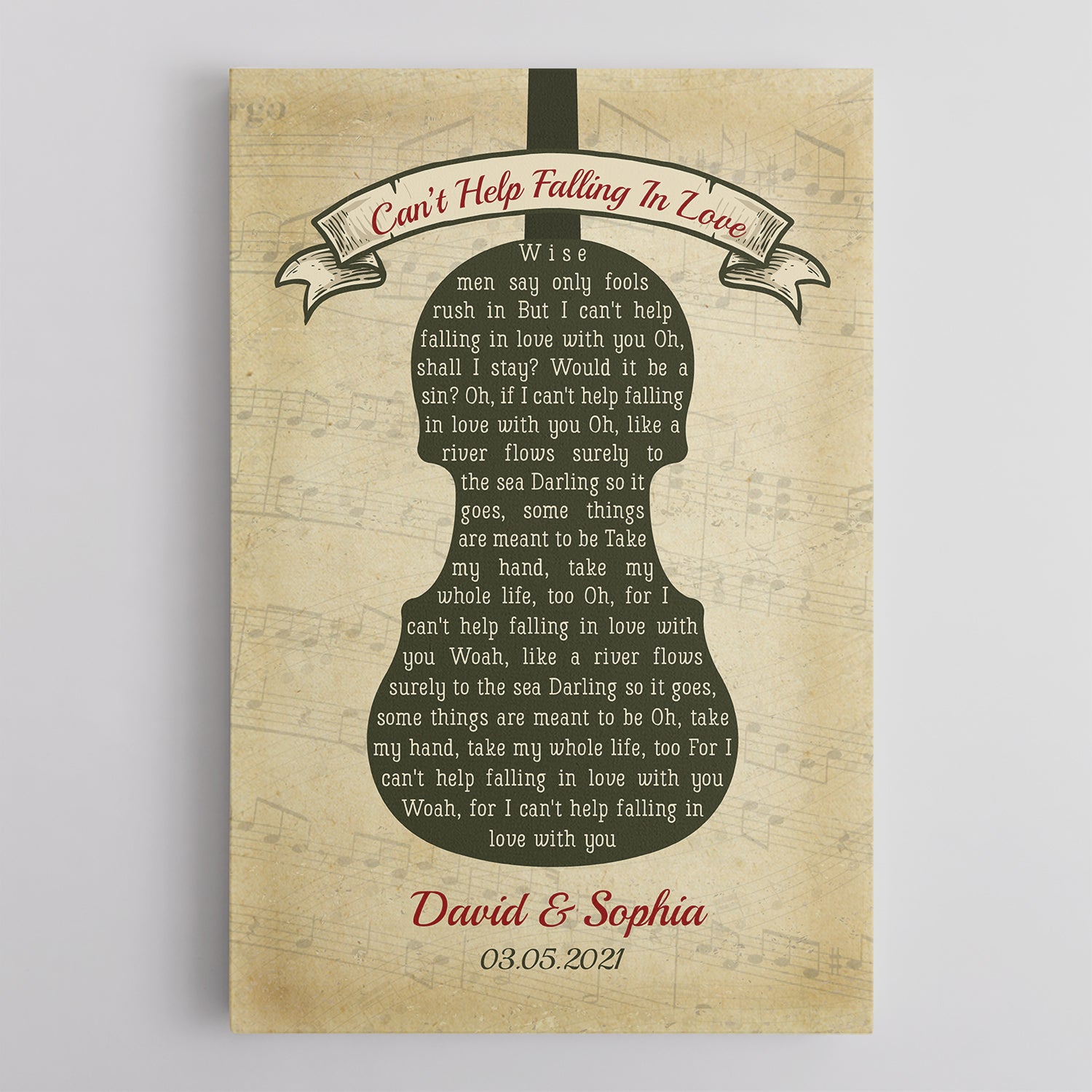 Custom Song Lyrics And Text, Violin Art, Canvas Wall Art