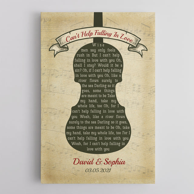 Custom Song Lyrics And Text, Violin Art, Canvas Wall Art