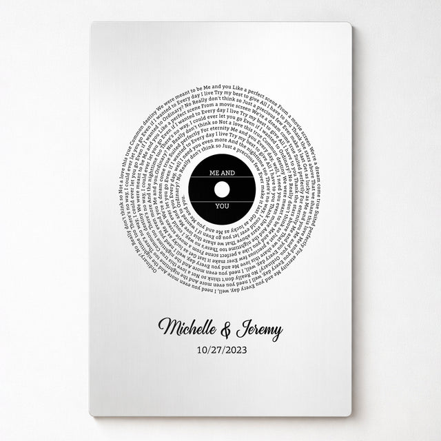 Personalized Vinyl Song Lyrics Circle Metal Print