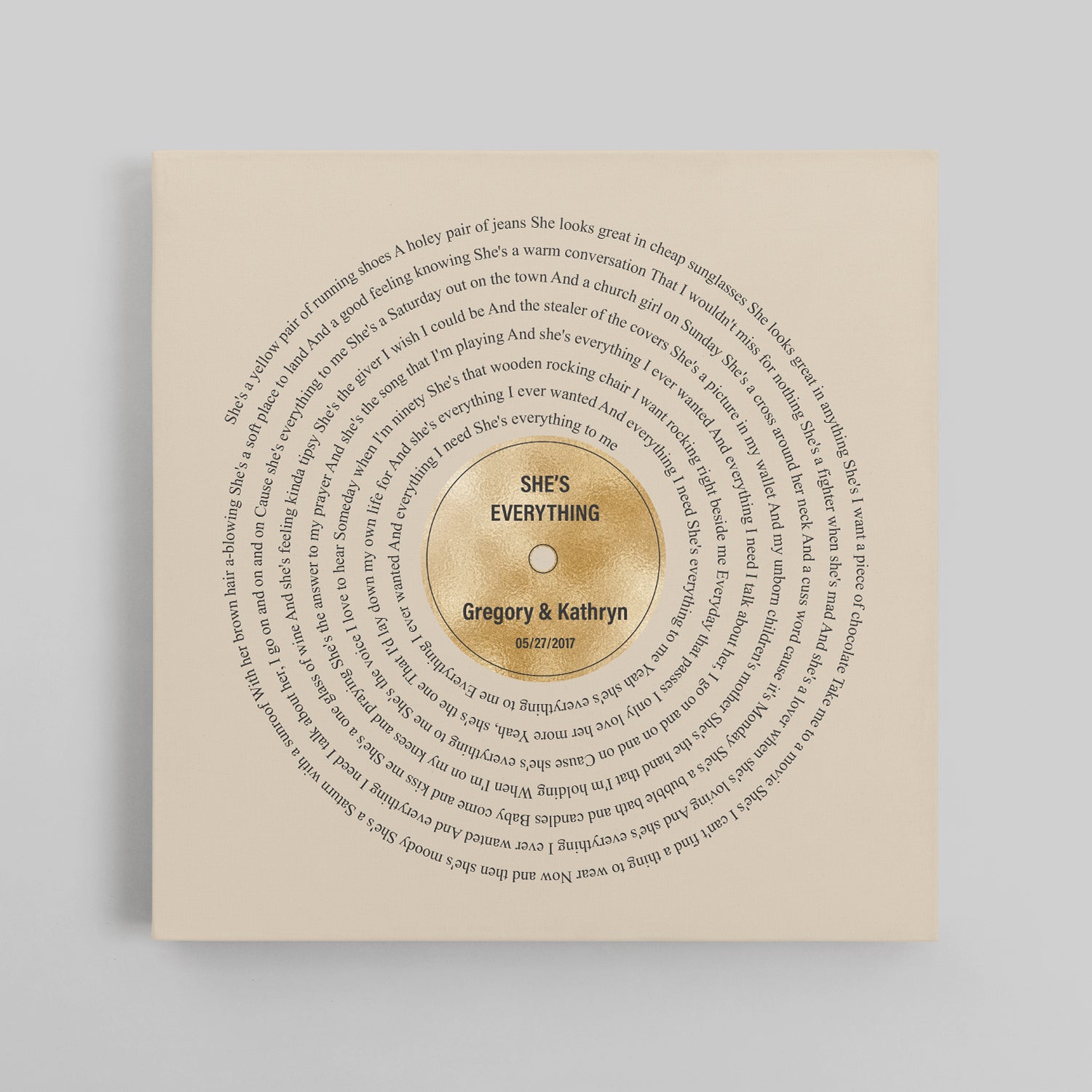 Vintage Harmony Square Canvas, Customize Song Lyric Art Prints