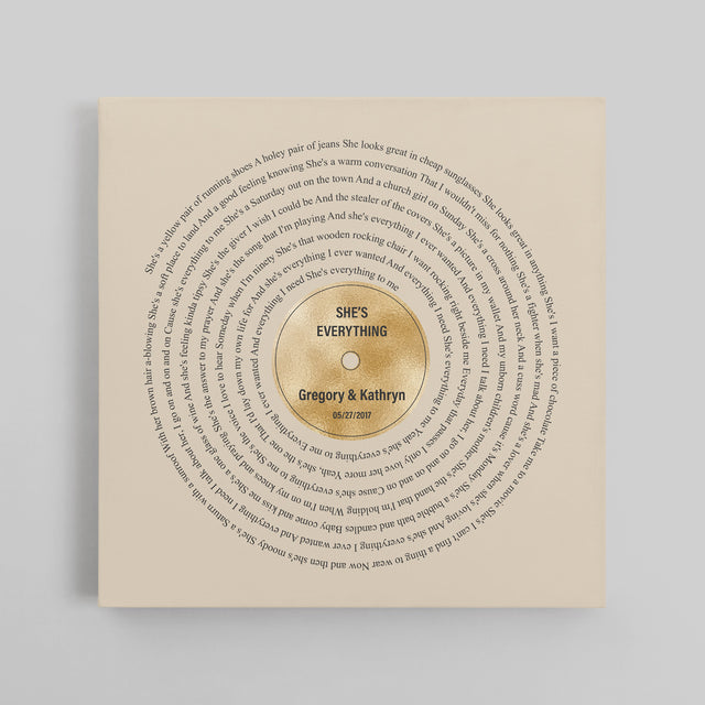 Vintage Harmony Square Canvas, Customize Song Lyric Art Prints