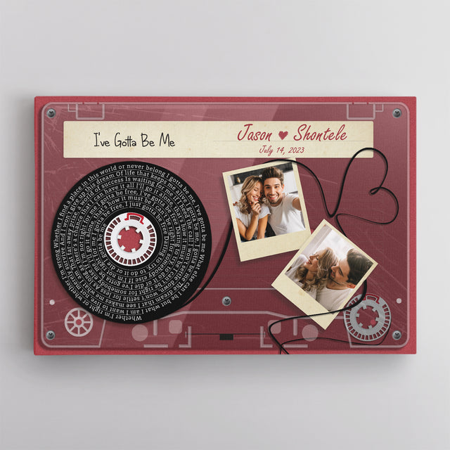 Personalized Song Lyrics and Photo Cassette Tape Canvas